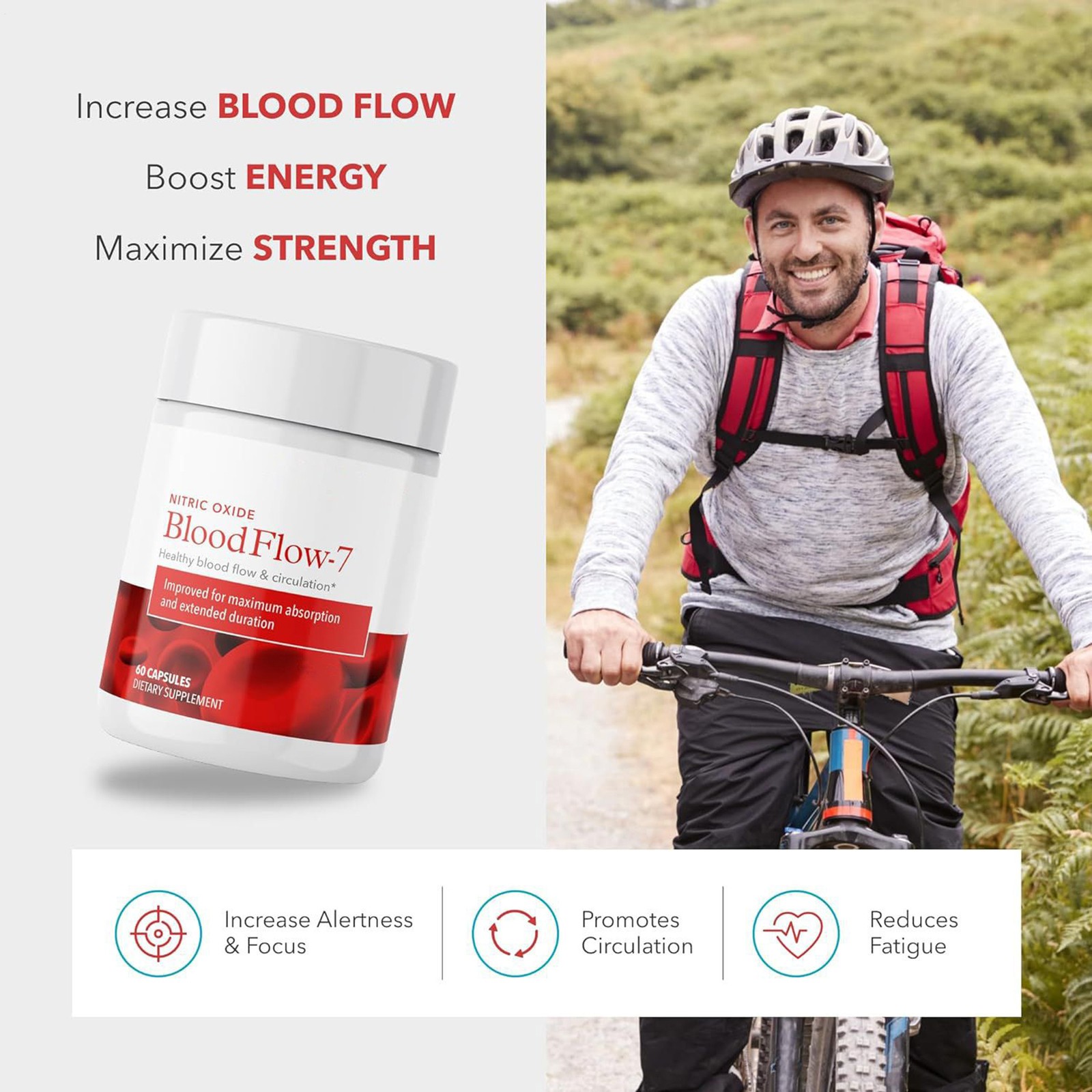 Juvenon BloodFlow-7 Nitric Oxide Supplement - 60 Capsules