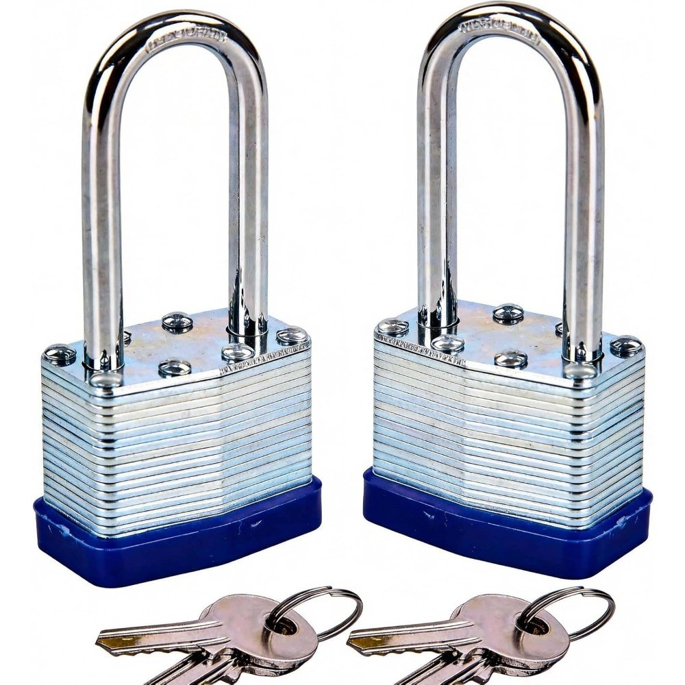 2PCS Heavy Duty Padlock Keyed Alike, 2-3/8" Extra Long Shackle, 40MM 1-9/16"