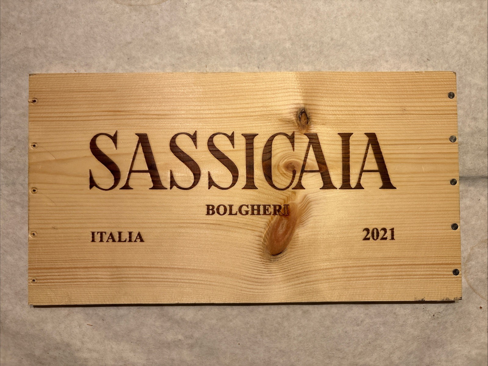 1 Rare Wine Wood Panel Sassicaia Bolgheri Vintage CRATE BOX SIDE 11/25 152