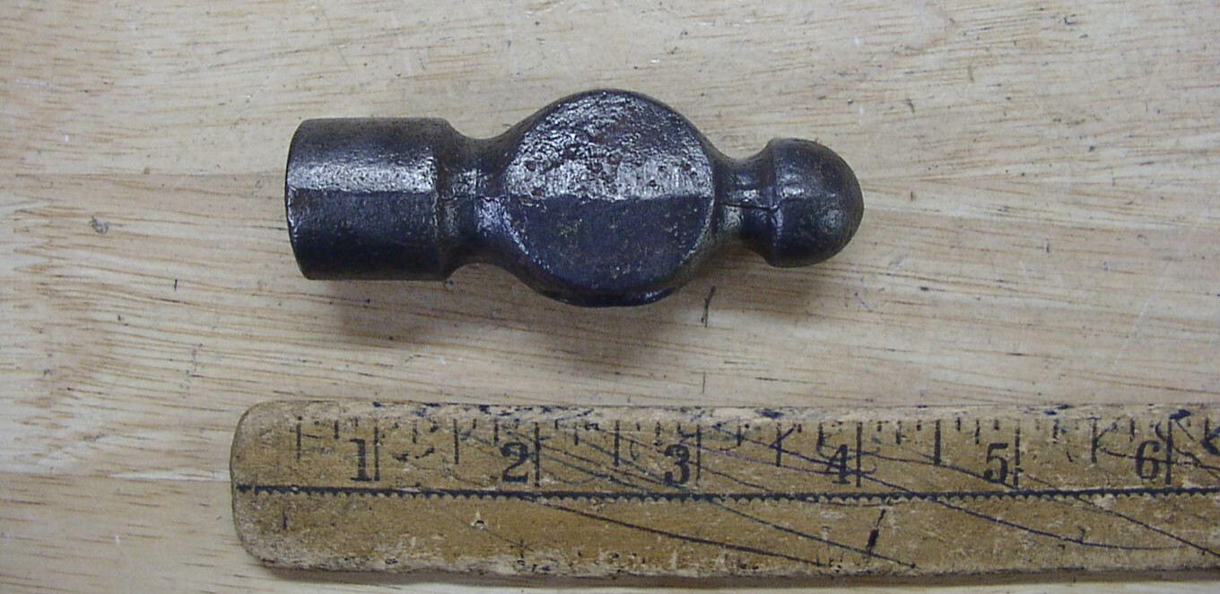Vintage Unbranded 8.8oz  3-7/16" Ball Peen Hammer Head,Rough & Rugged Patina