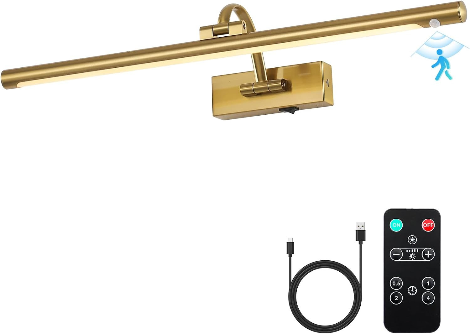DESOOP Wireless Brass Picture Lights for Wall Motion Activated, Motion Sensor Ar