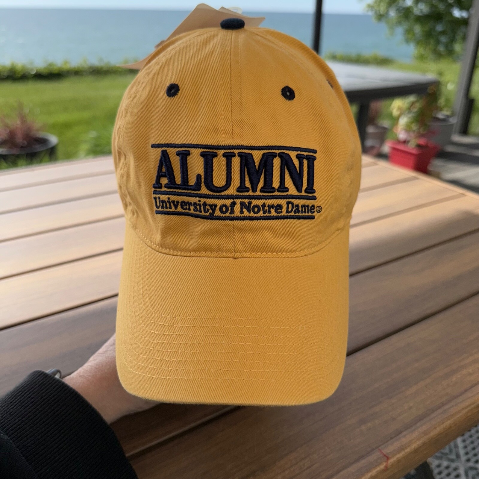 Alumni University of Notre Dame in Navy on Gold Hat Cap Cotton NWT Leprechaun