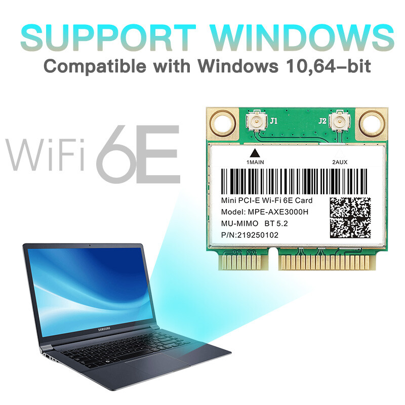MPE-AXE3000H Mini PCI-E WiFi Card 3000Mbps WiFi 6E Bluetooth Network Adapter PC