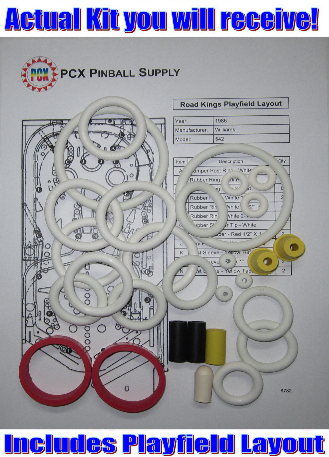 1986 Williams Road Kings Pinball Machine Rubber Ring Kit