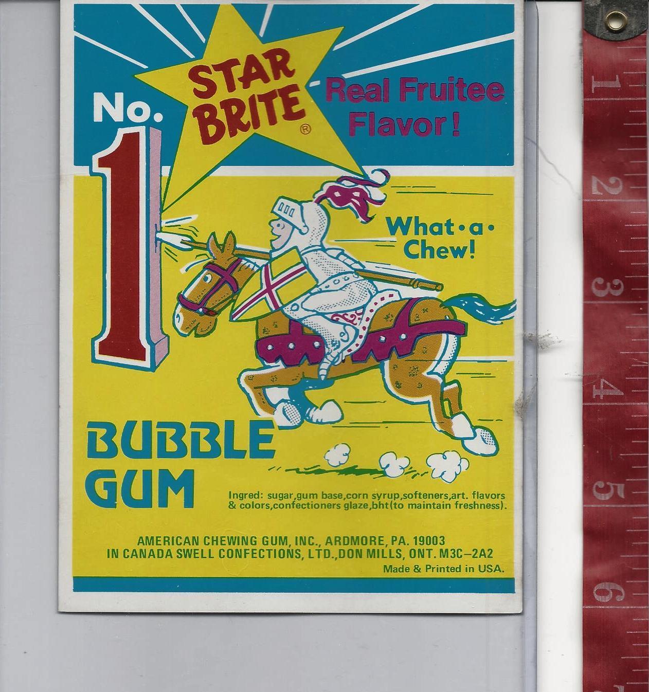 Vintage vending machine display Star Brite bubble gum card #3