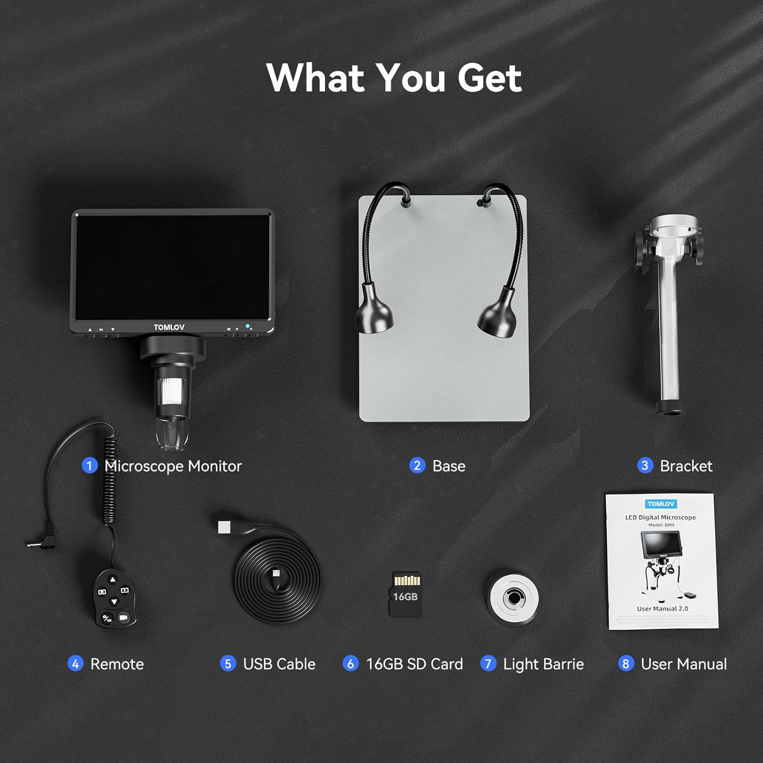 DM9 7" Digital Microscope: 1080P 1200X Coin Microscope Magnifier, 12MP