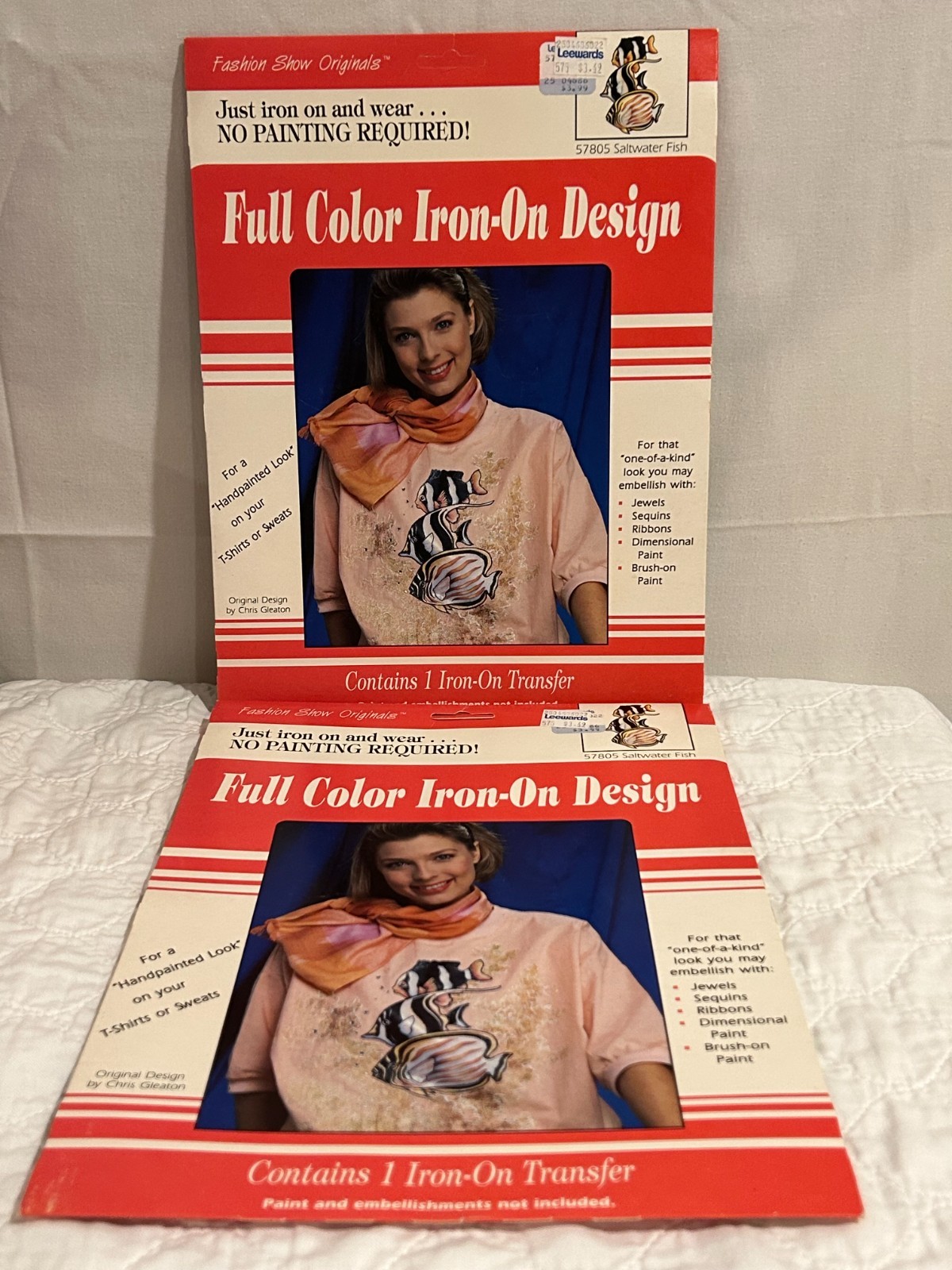 1990 Fashion Show Originals Iron On Saltwater Fish #57805 Set of 2