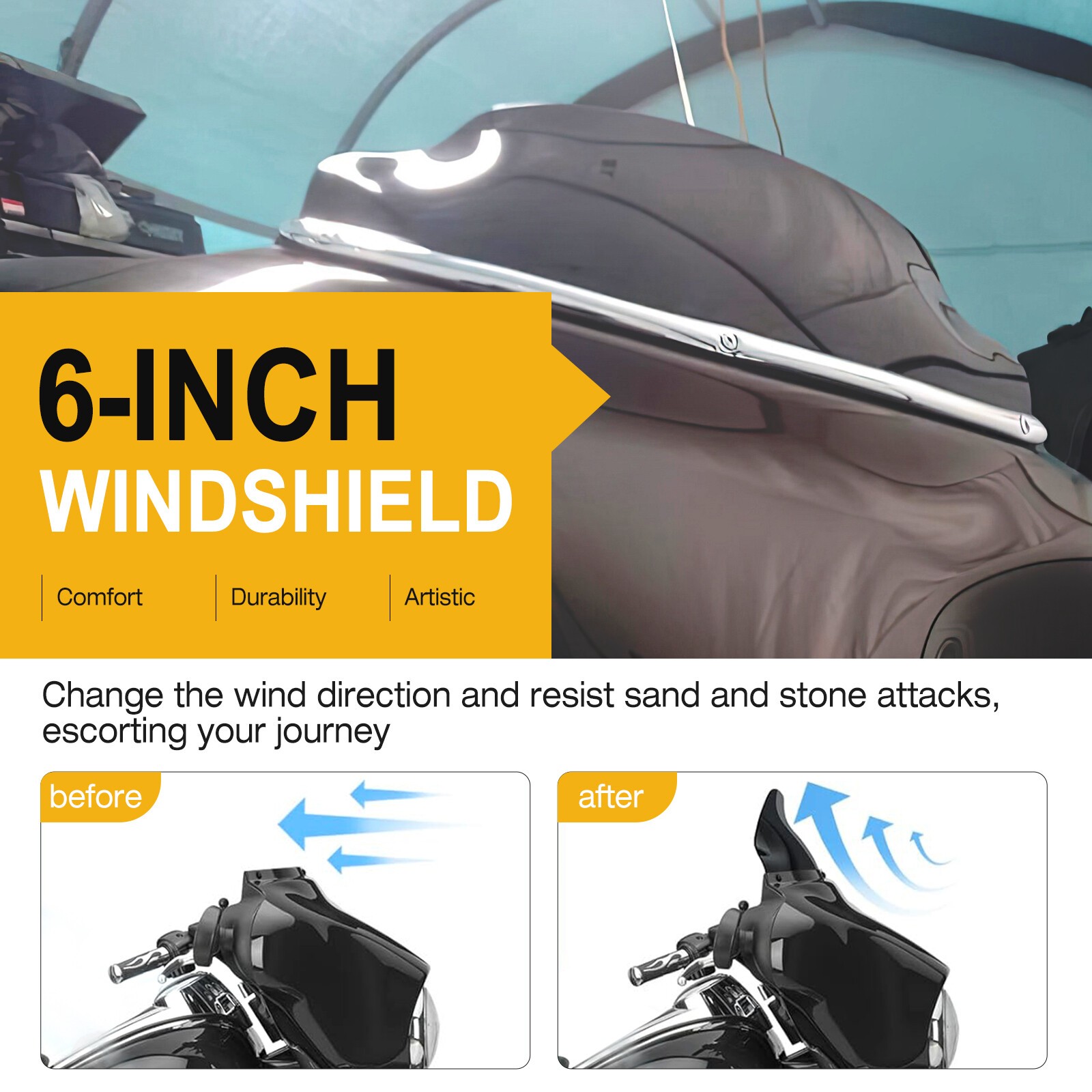 6" Wave Windshield Windscreen Fairing For Harley Electra Glide Classic CVO 2004