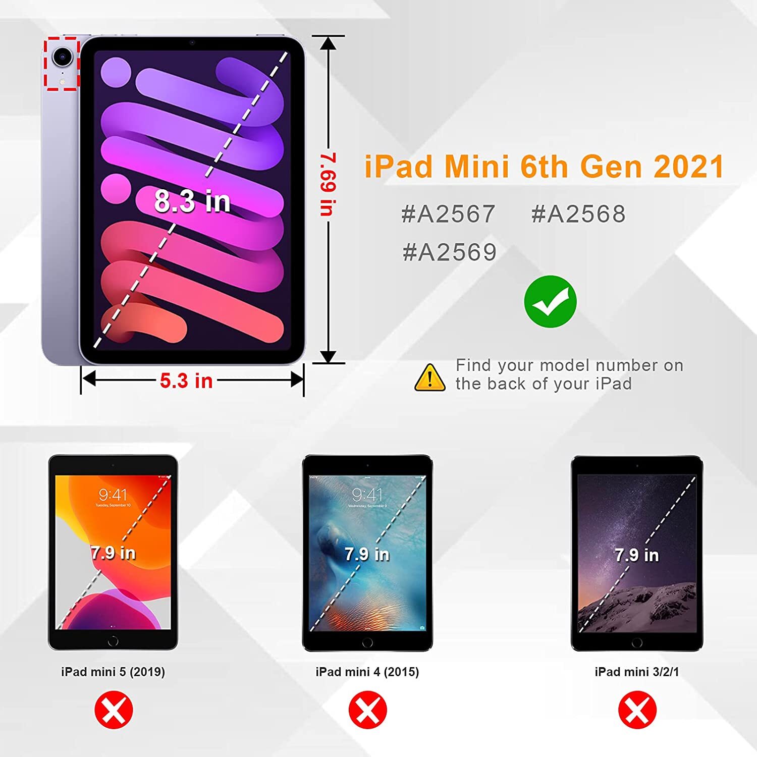 Shockproof Case for iPad Mini 6 2021 Rotating Rugged Cover with Screen Protector