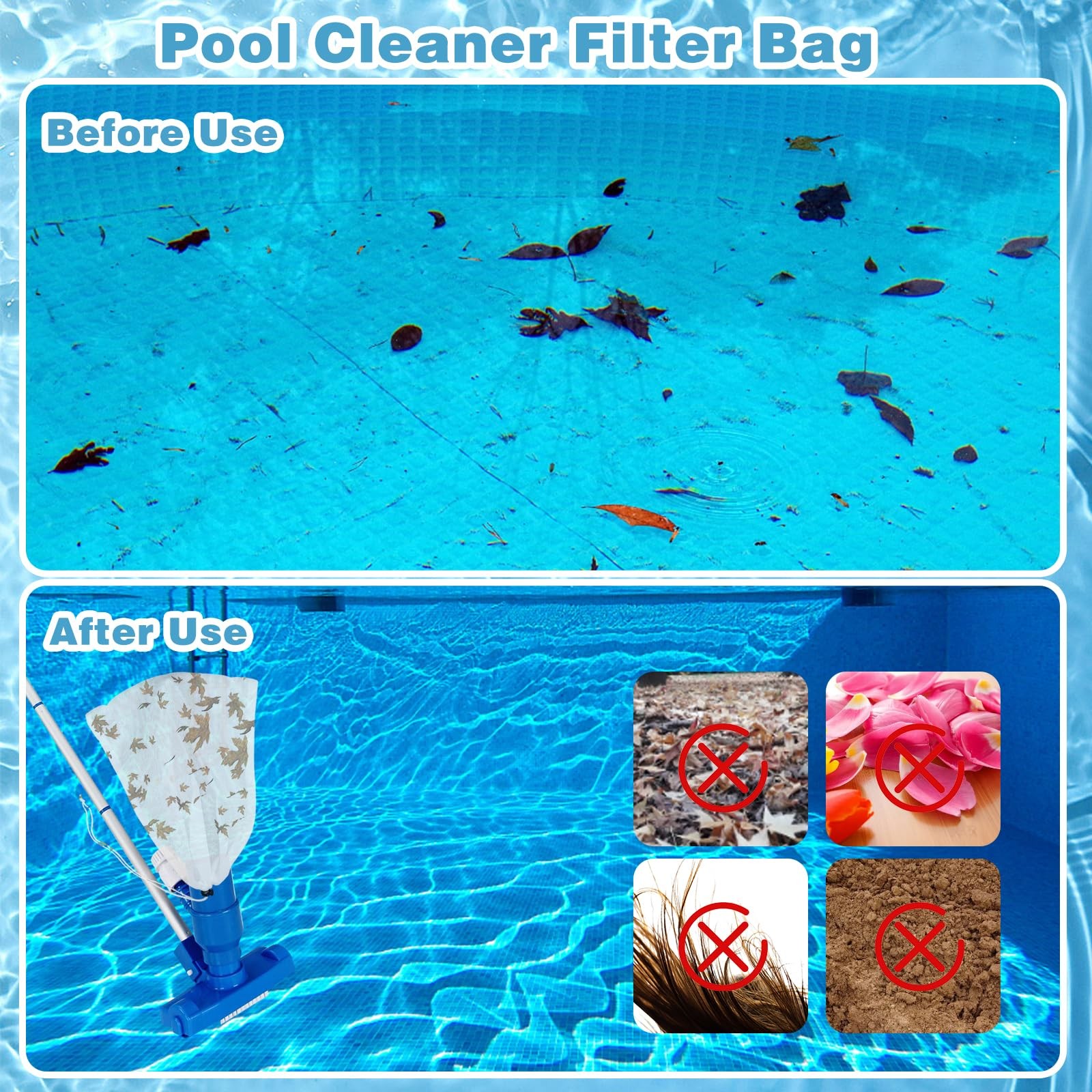 4Pcs Pool Vacuum Replacement Mesh Bag, Leaf Net Bag Fine White