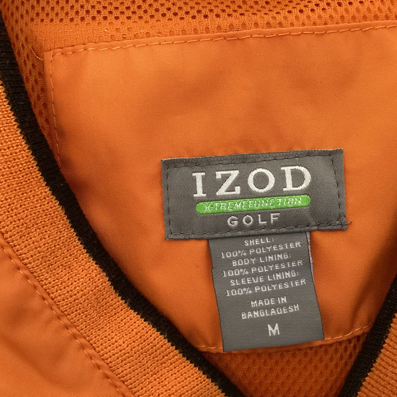 izod golf men’s jacket M xtreme function orange vneck pullover