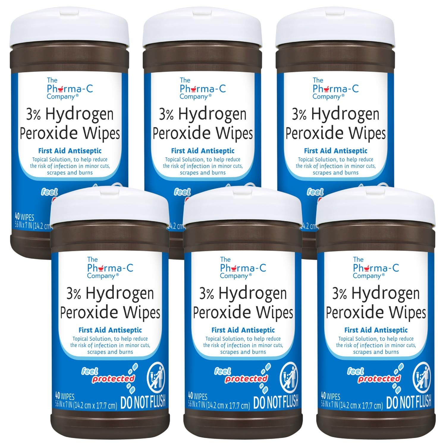 3% Hydrogen Peroxide Wipes 6 Cans 40ct Each