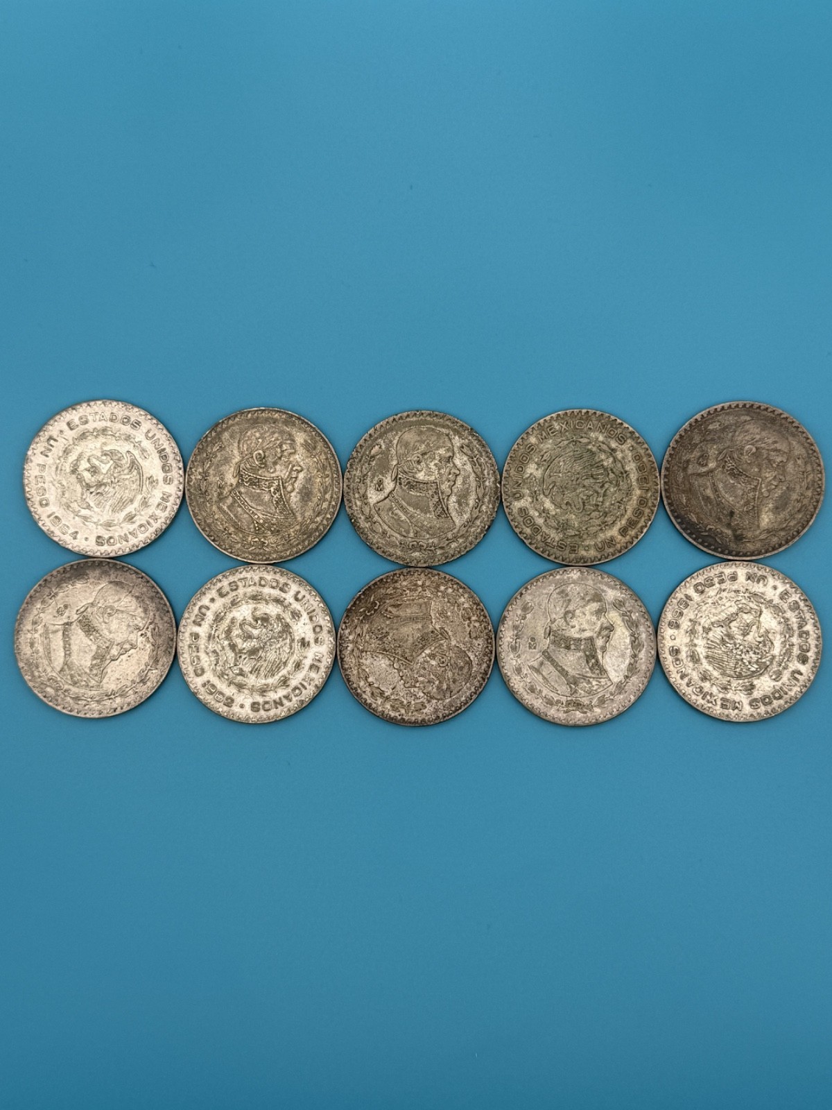 Mexico Un Peso Morelos silver Mix dates lot of 10