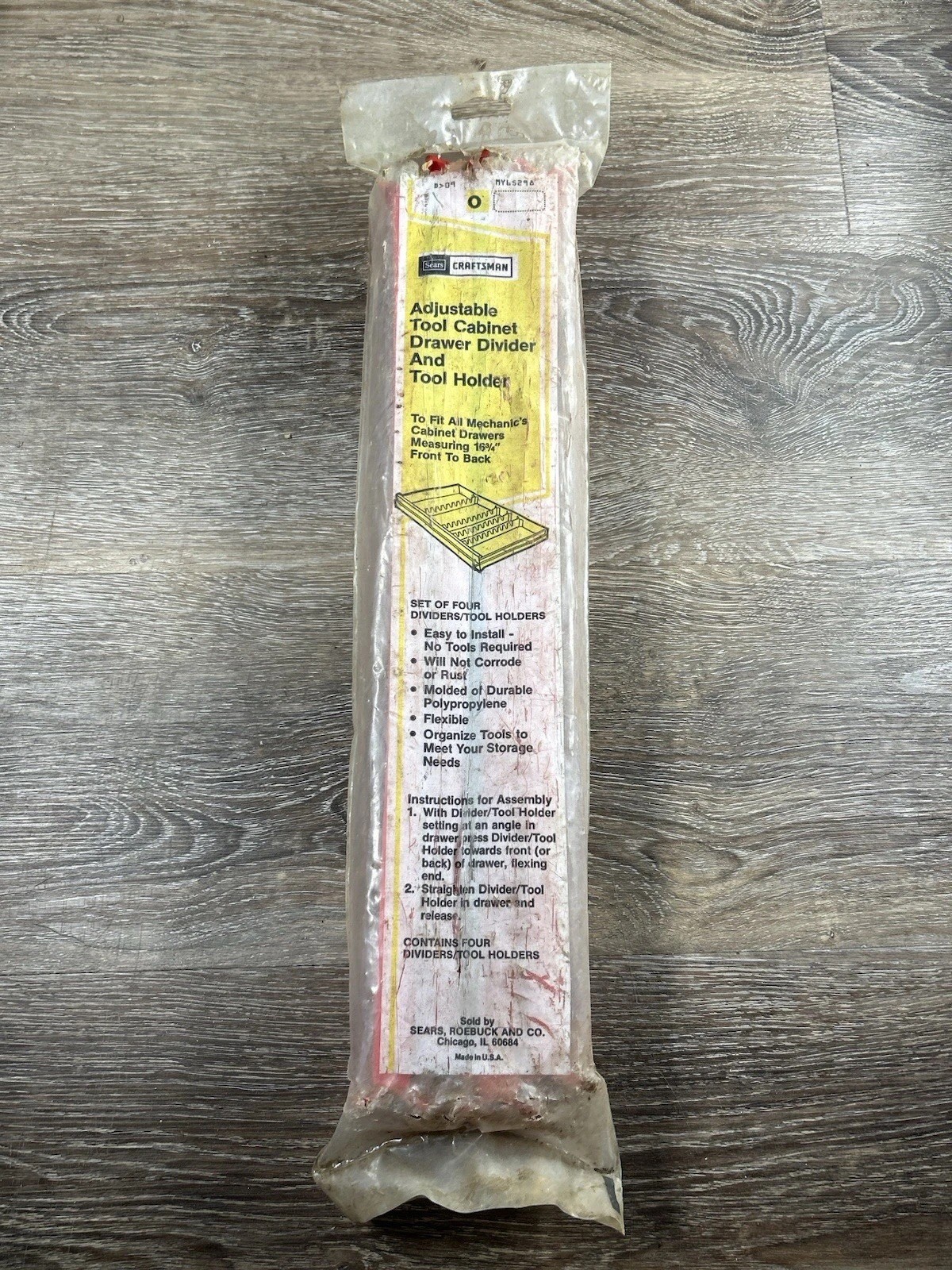VTG Sears Craftsman Cabinet Drawer Divider Tool Holder 16 3/4" NEW 4 Red USA
