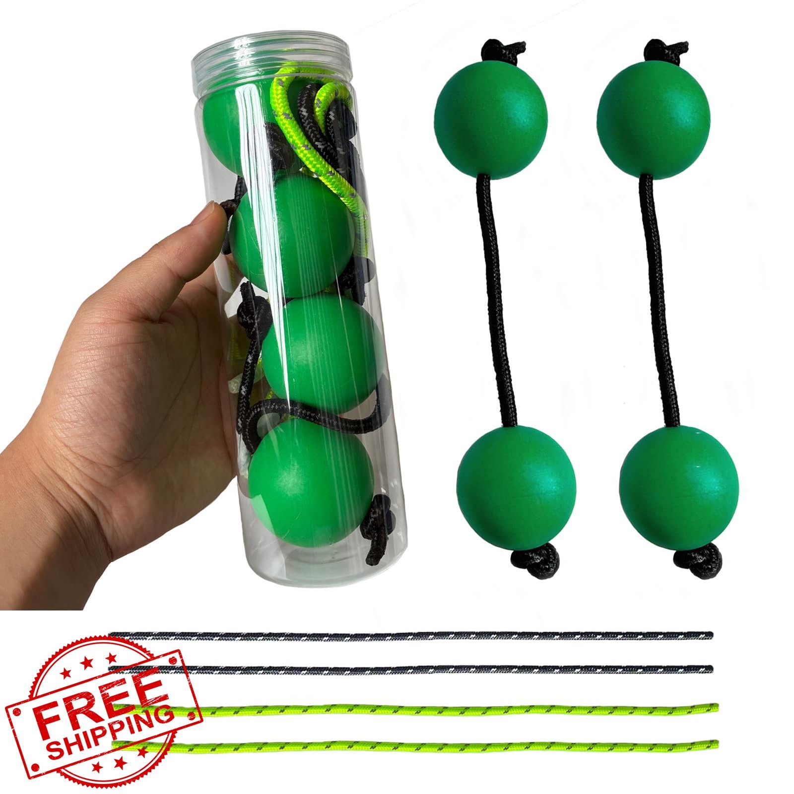 ZENHZ Asalato African Shaker Set 2 Pairs Green Kashaka Instrument