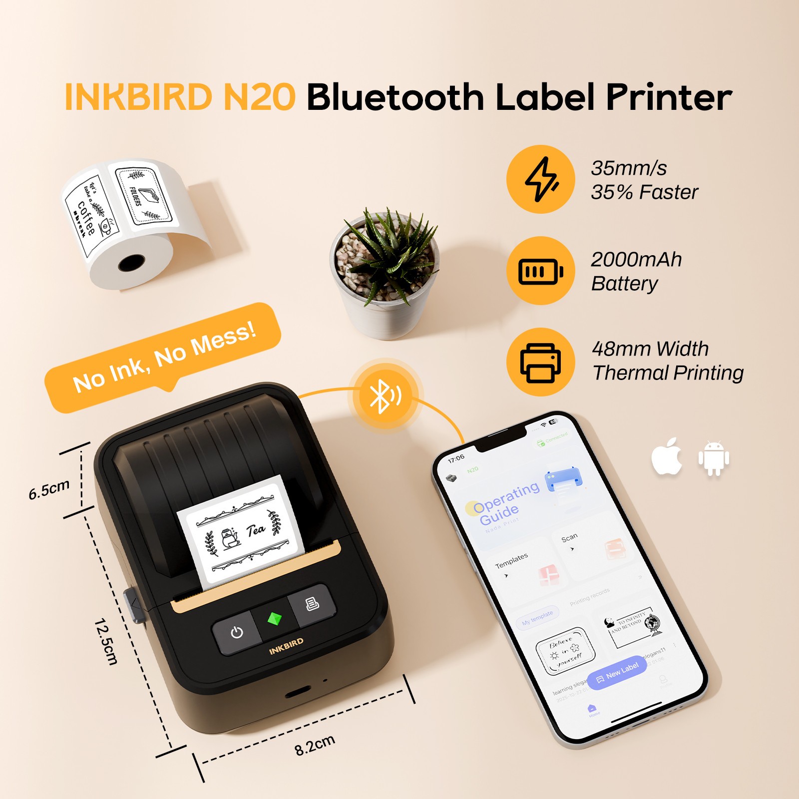 Wireless Label Maker Machine Thermal Label Printer Sticker Printer School Office