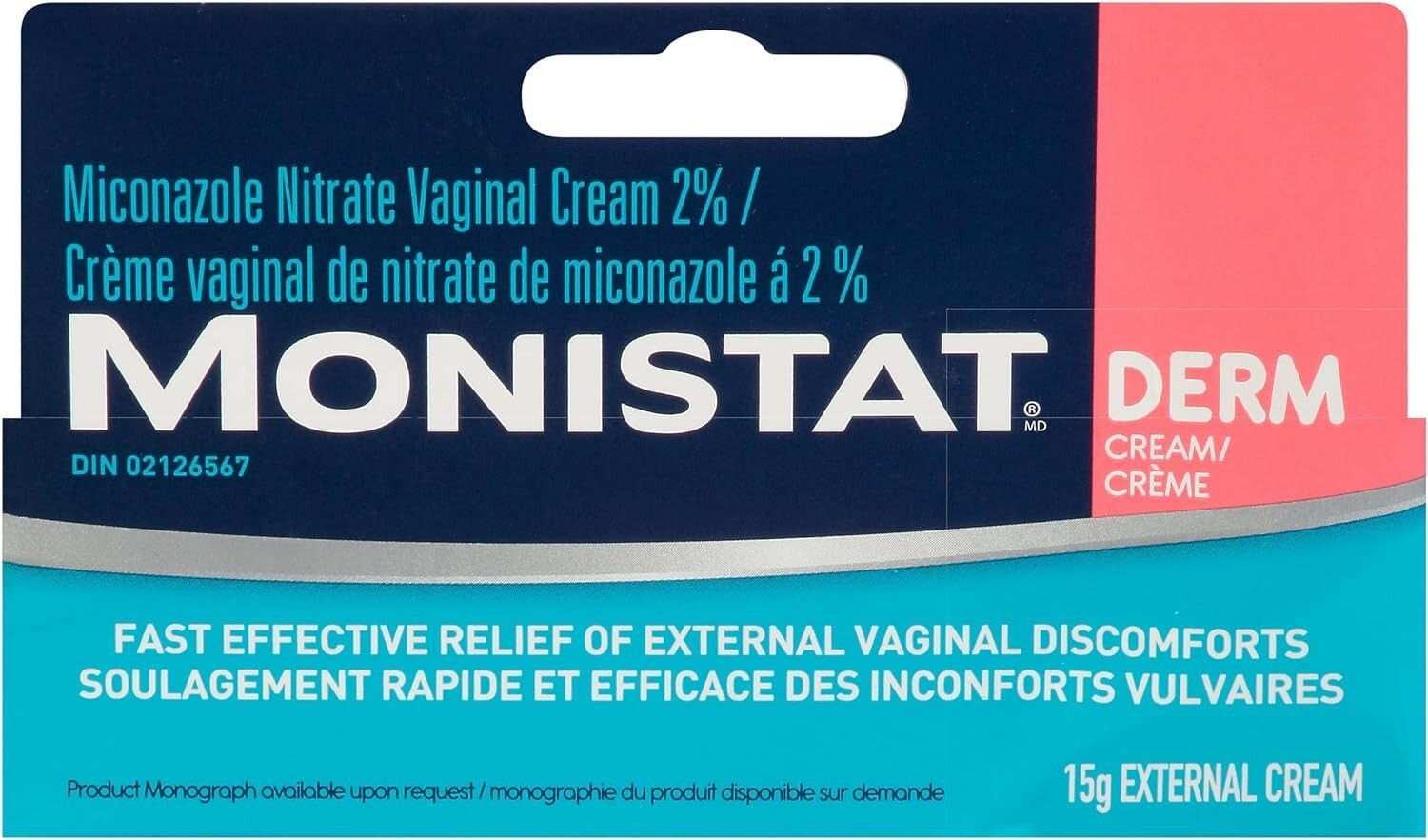 Monistat External Derm Cream 15g Fast Effective Relief Vaginal Yeast Infection
