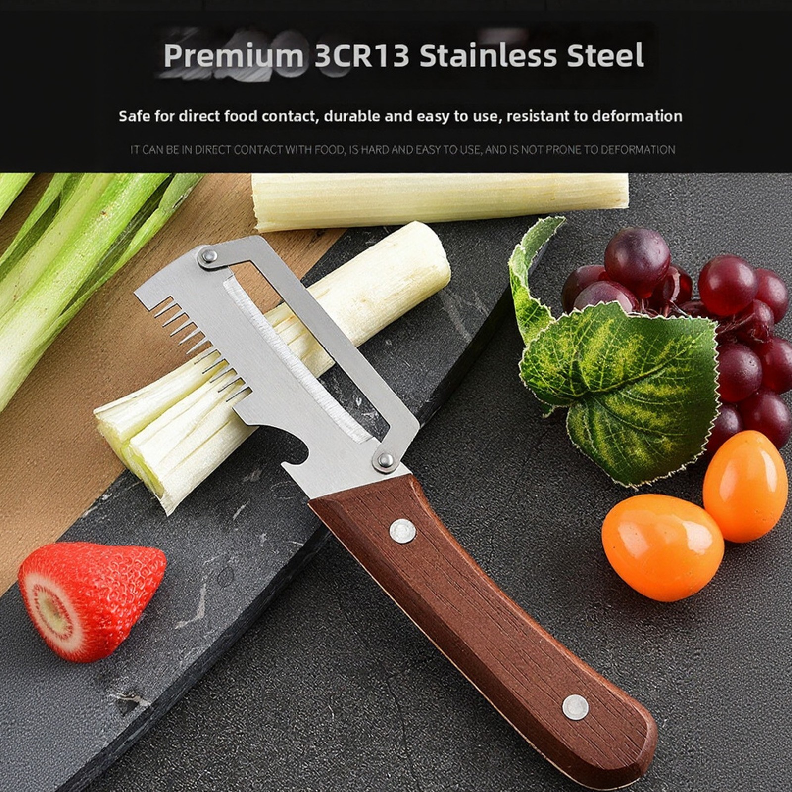 Wood Handle Vegetable Peeler Stainless Steel Blade for Daily Cooking Prep Tasks