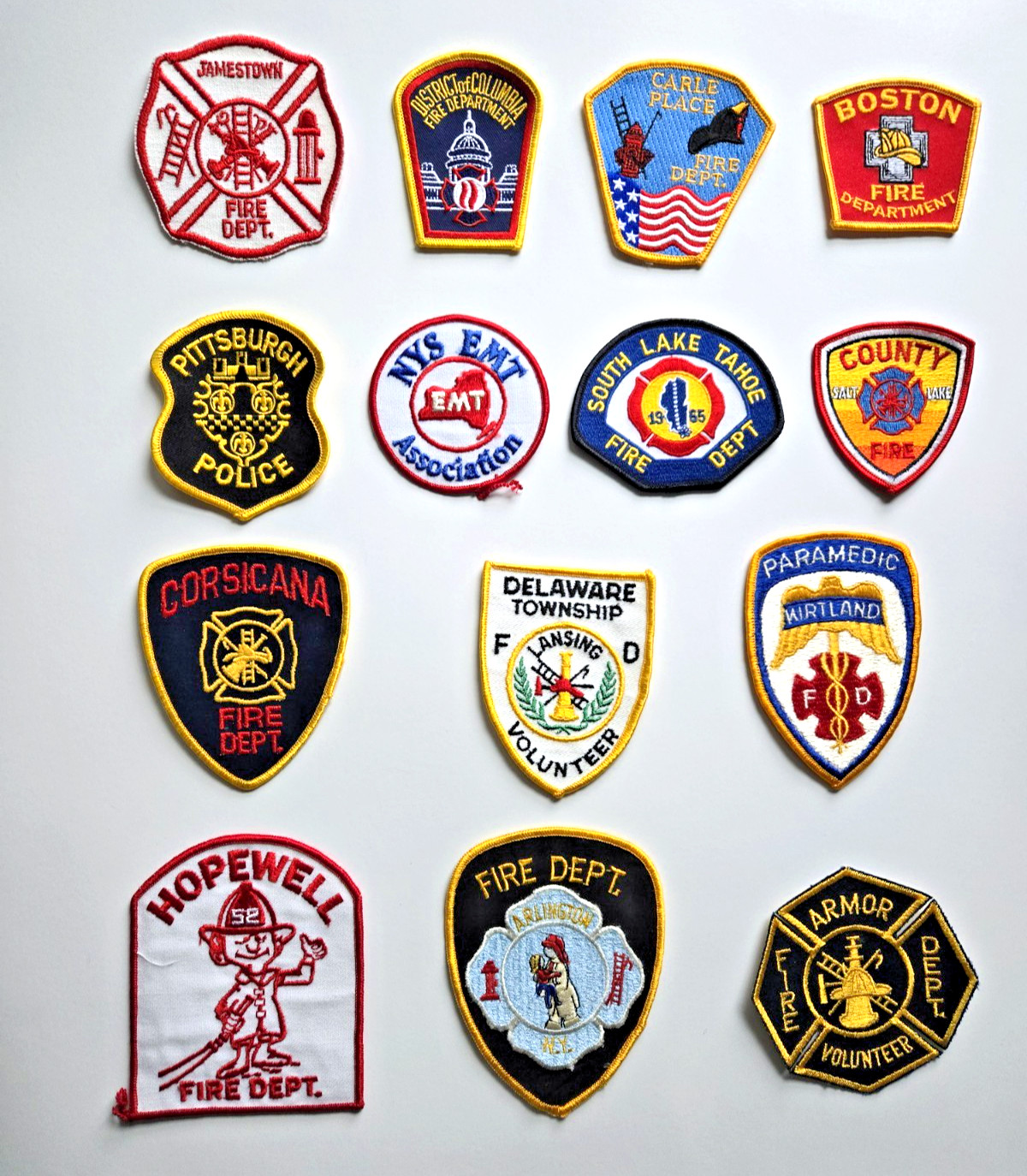Lot Of 14 Vintage Fire Department Patches - Police Patch - EMS Patch