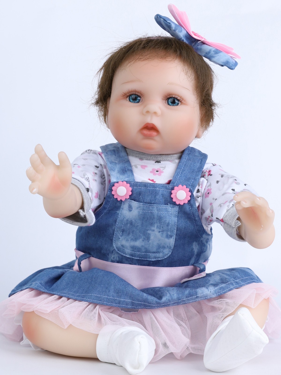 22" Handmade Reborn Baby Dolls Girl Real Life Vinyl Silicone Newborn Doll Gift