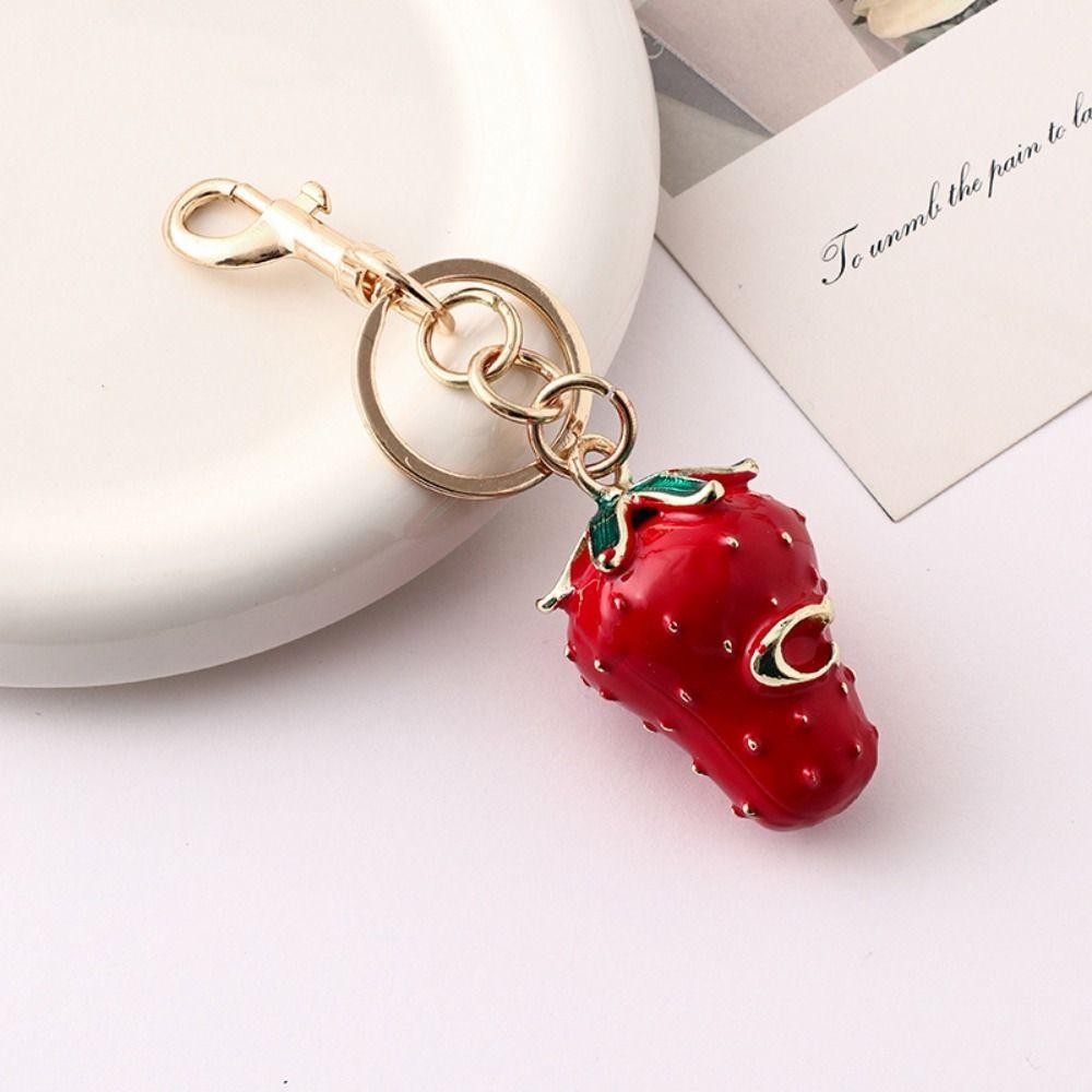Coach Strawberry Bag Charm Keychain Resin and Metal Brass Keychain Ornament New.