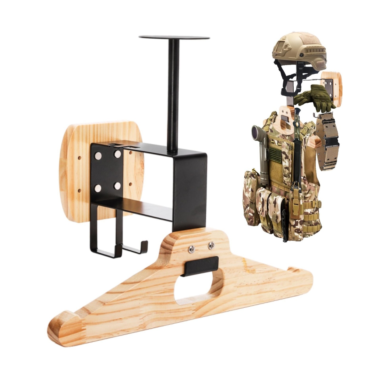 Eorbow Tactical Gear Wall Mount, Wooden Motorcycle Helmet Holde... USA Fast Ship