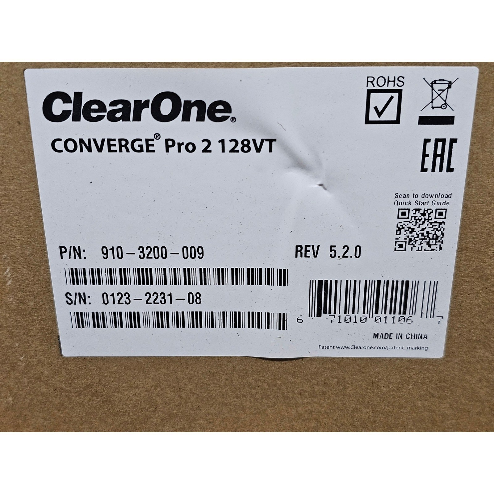 ClearOne CONVERGE Pro 2 128VT DSP Mixer Silver Solid VoIP Audio Processor 128VT