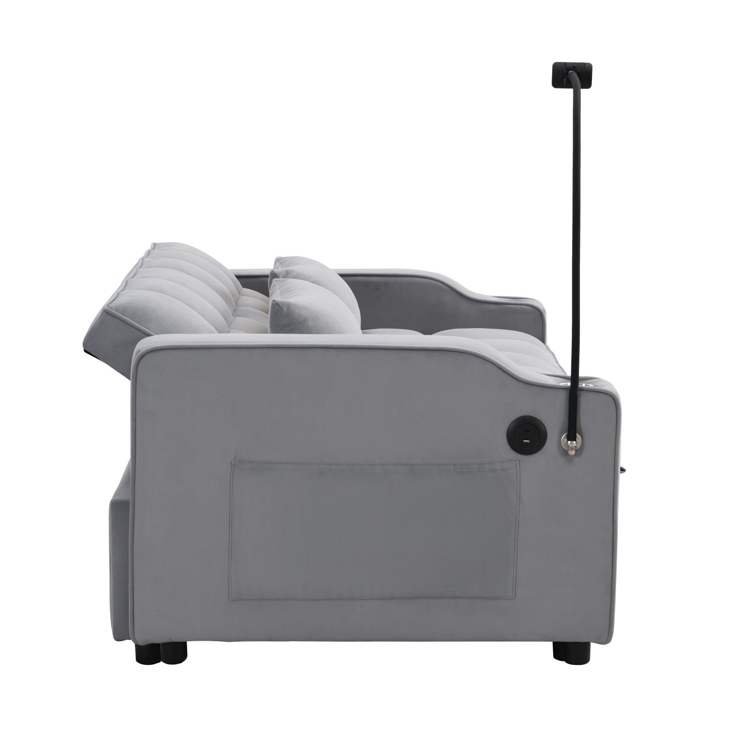 Modern Convertible Sleeper Sofa Bed Loveseat Sofa with Pull-Out Bed & USB Ports