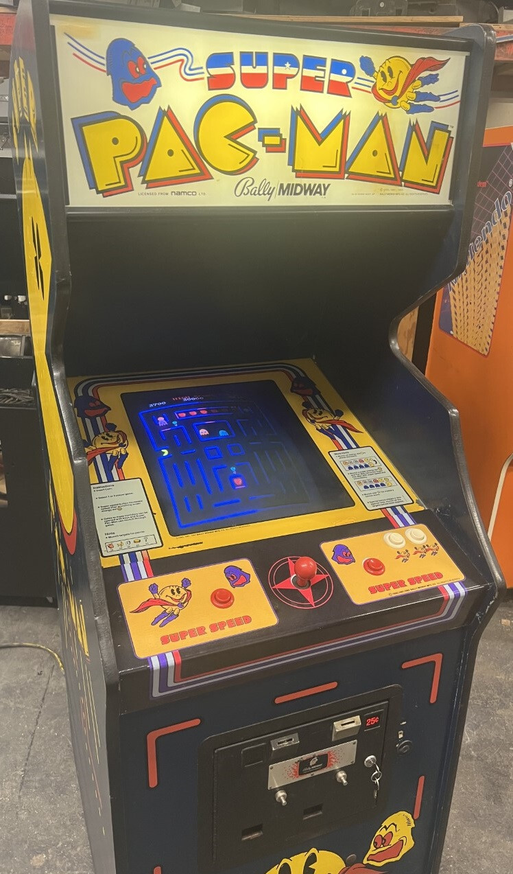 SUPER PAC-MAN ARCADE MACHINE by MIDWAY 1982 (Excellent Condition) *RARE*