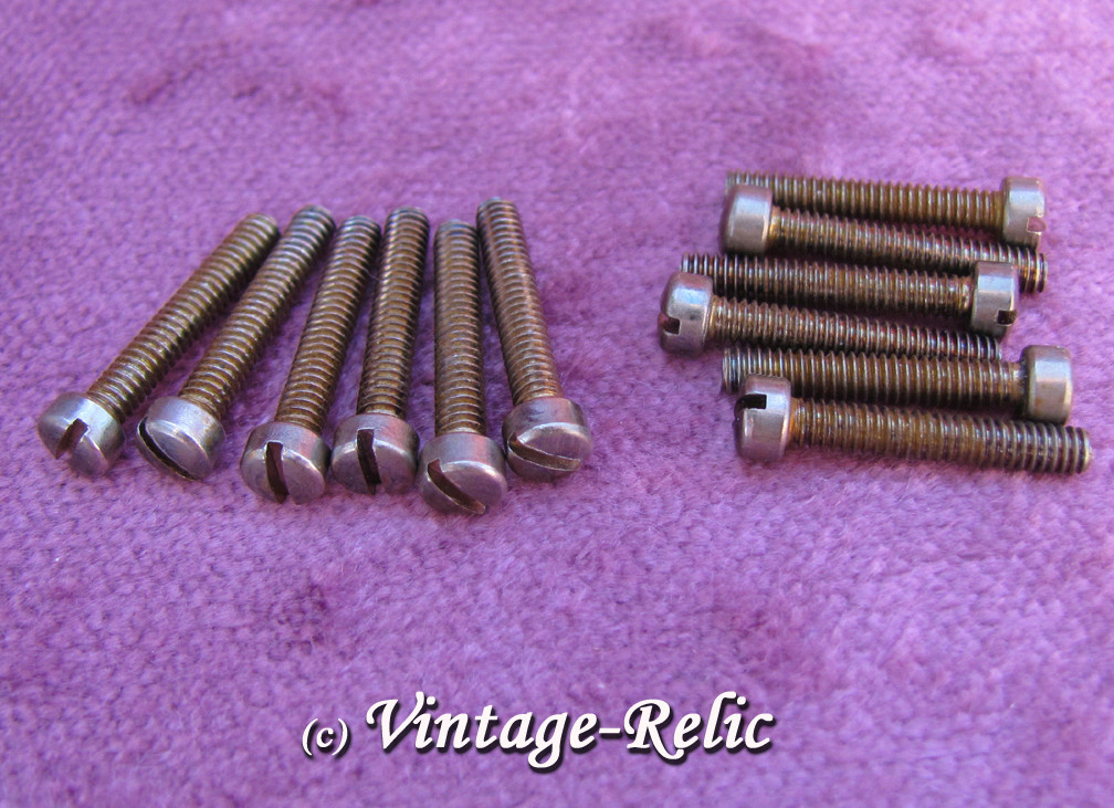 aged Humbucker Polepiece Screws fit Gibson PAF pickups nickel fillister head 12