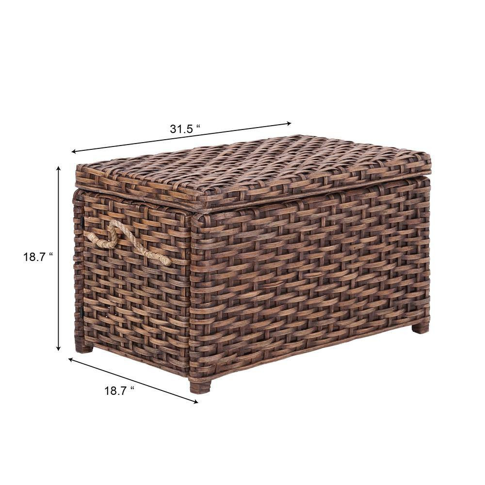 Jacob 31.5 In. Wicker Storage Trunk, Dark Brown Wash