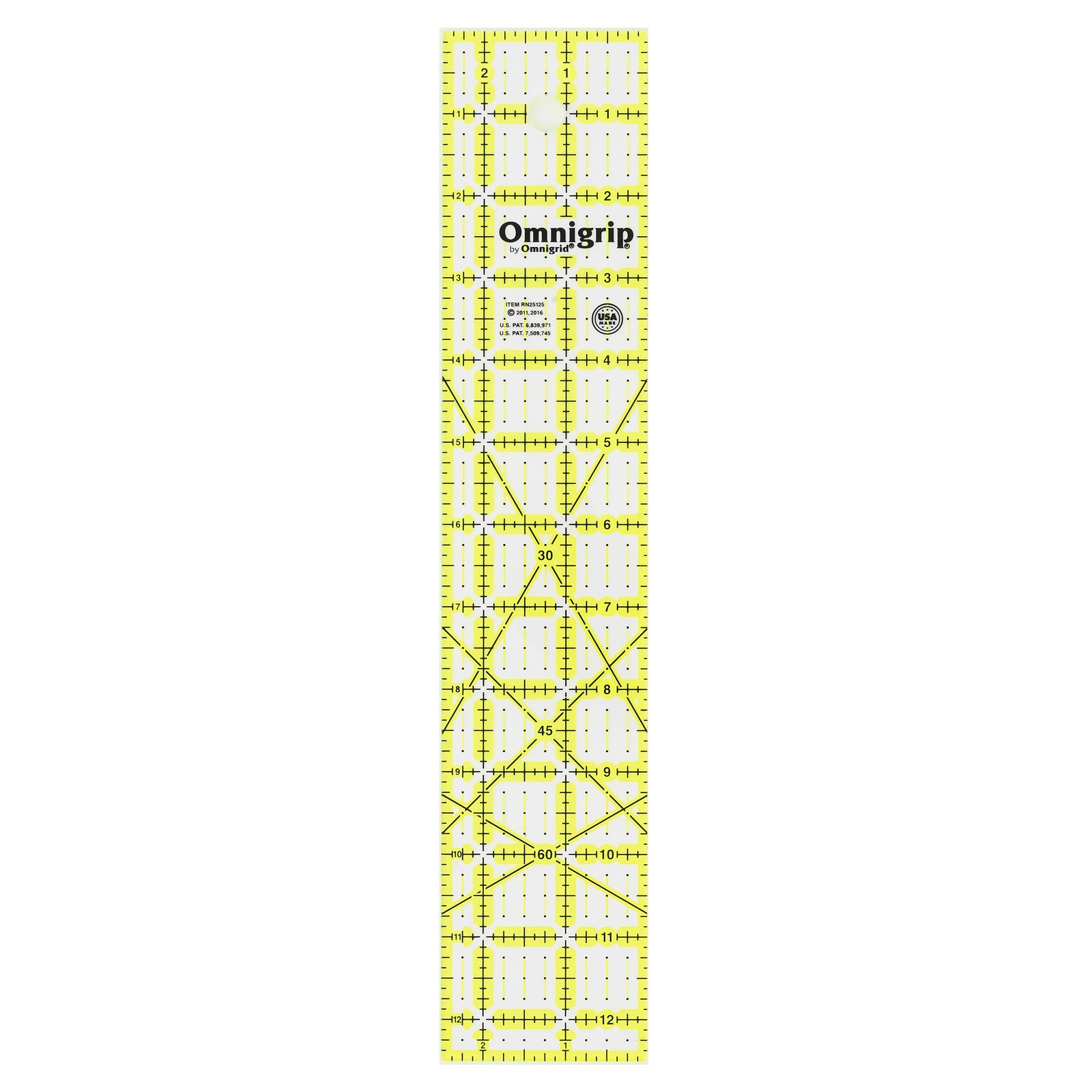 Omnigrip 2-1/2" x 12-1/2" Non-Slip Rectangle Quilting 2.5" x 12.5", Clear