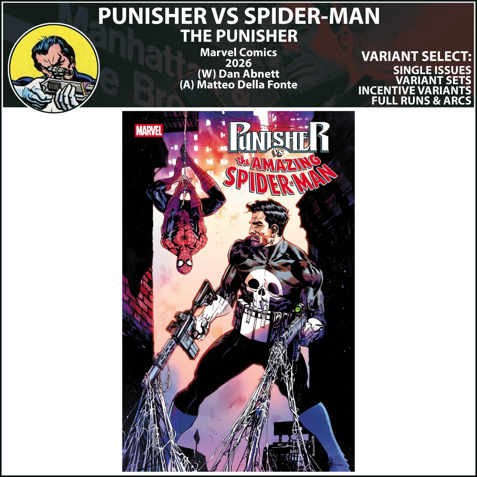 Punisher vs Spider-Man (2026) #1 Marvel Comics COVER SELECT