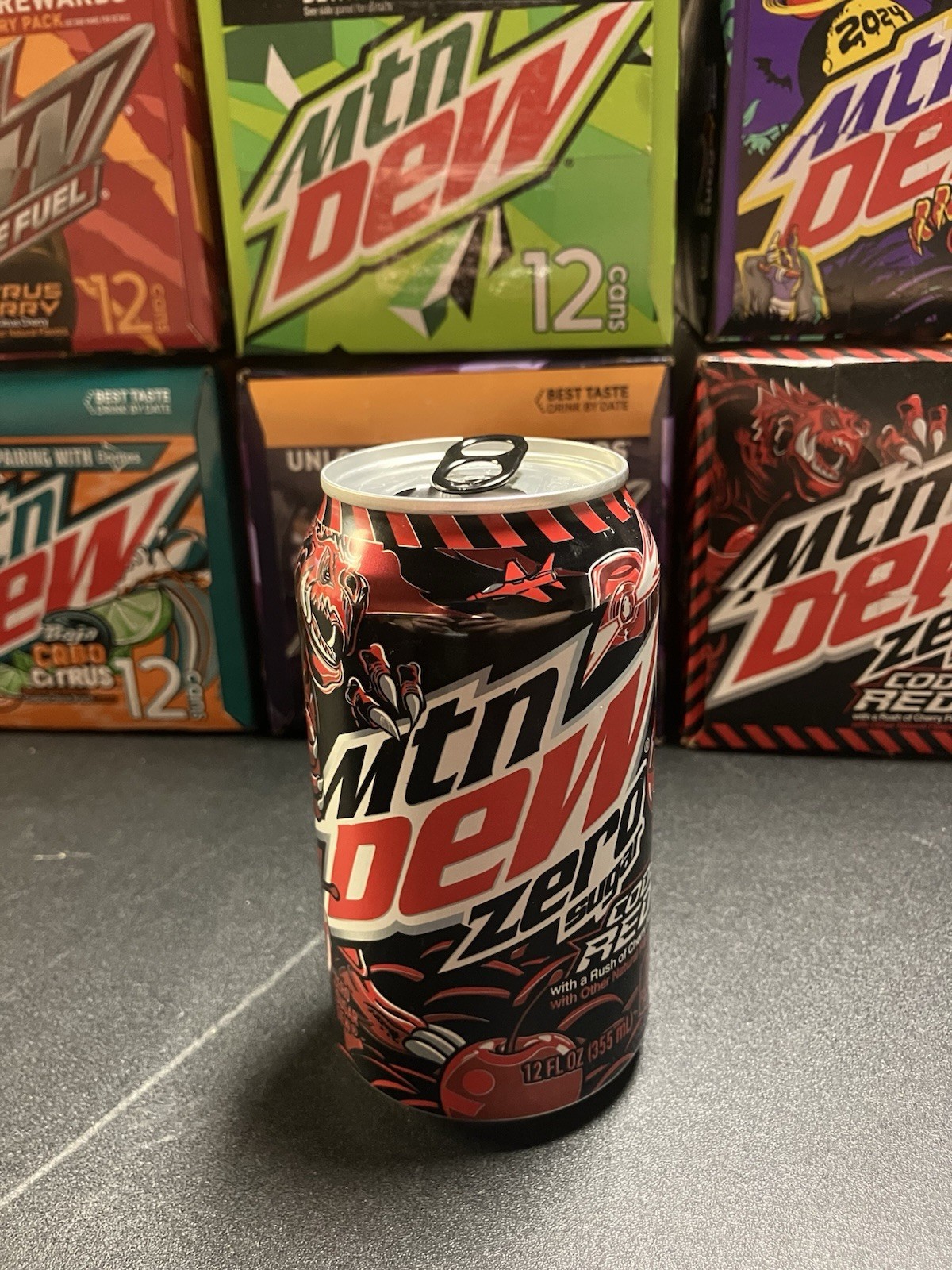 Mtn Dew Code Red Zero Top Opened