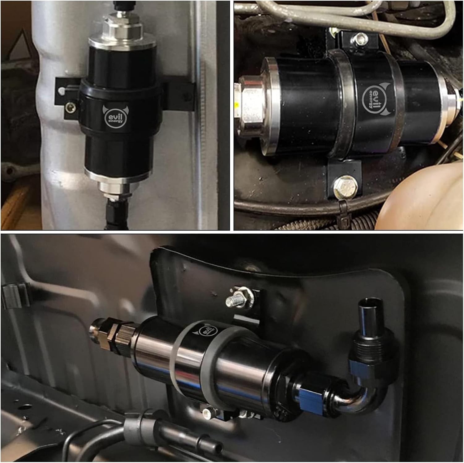EVIL ENERGY 60mm Fuel Filter Mounting Bracket, Pump Clamp 60mm, Black