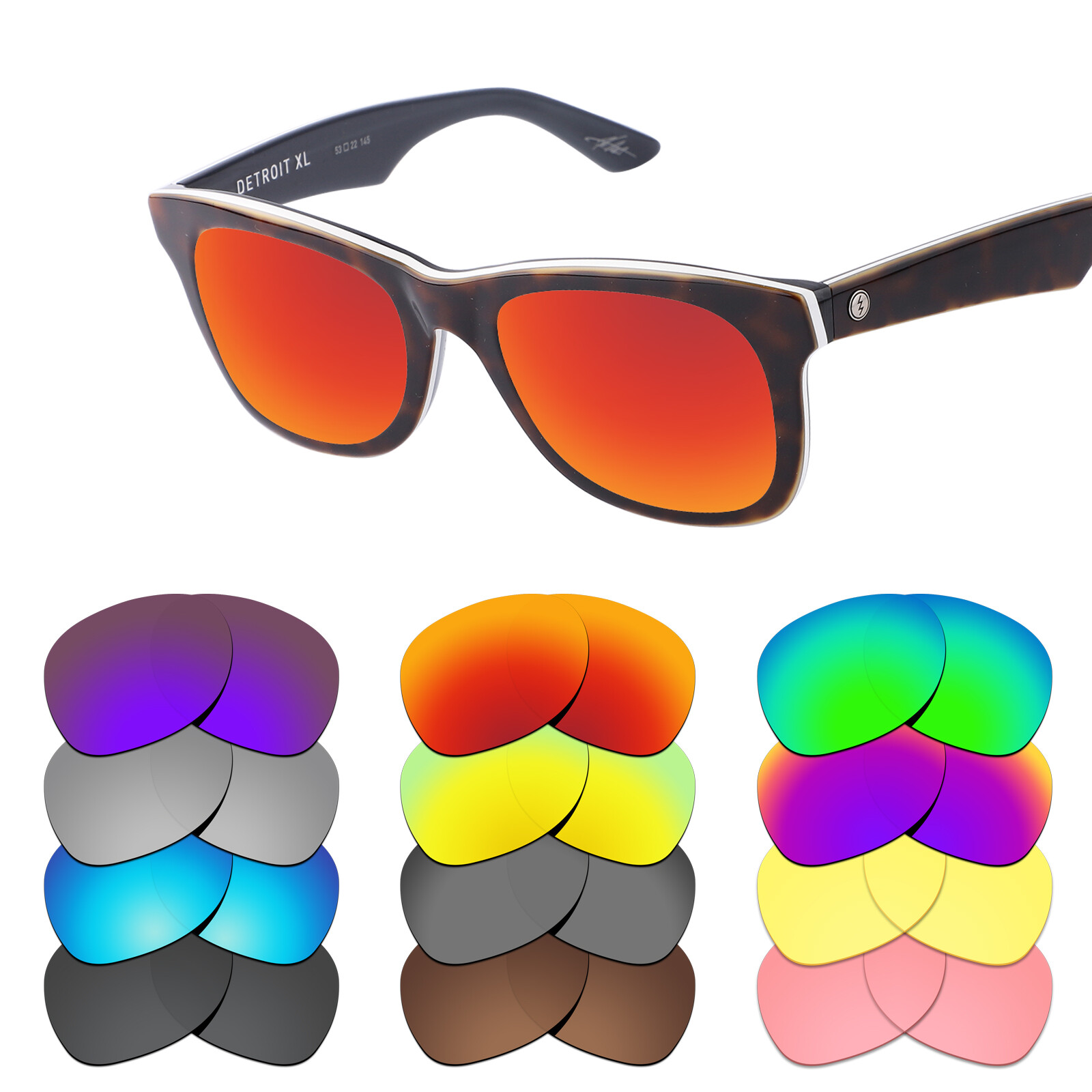 EYAR Polarized Replacement Lenses for-Electric Detroit XL Sunglasses-Options