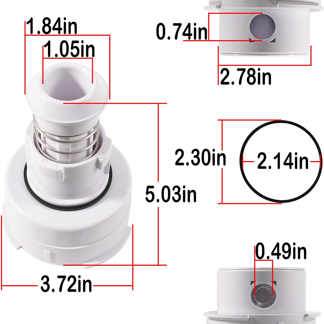 PCC2000 Rotating Pop Up Head Nozzle for Paramount in-Floor Cleaning System White