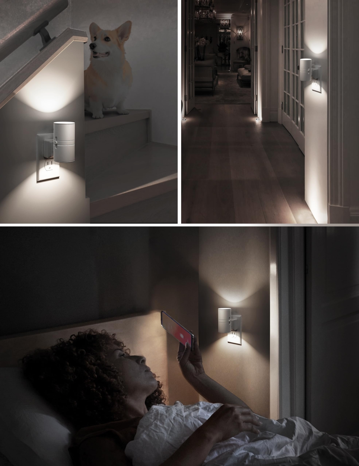 Bright LED Night Light Plug-in Dimmable Daylight White for Bathroom 2 Pack