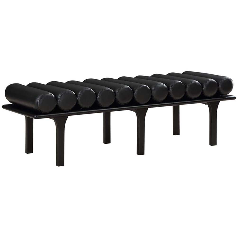 Maklaine Modern / Contemporary Black Vegan Faux Leather Bench