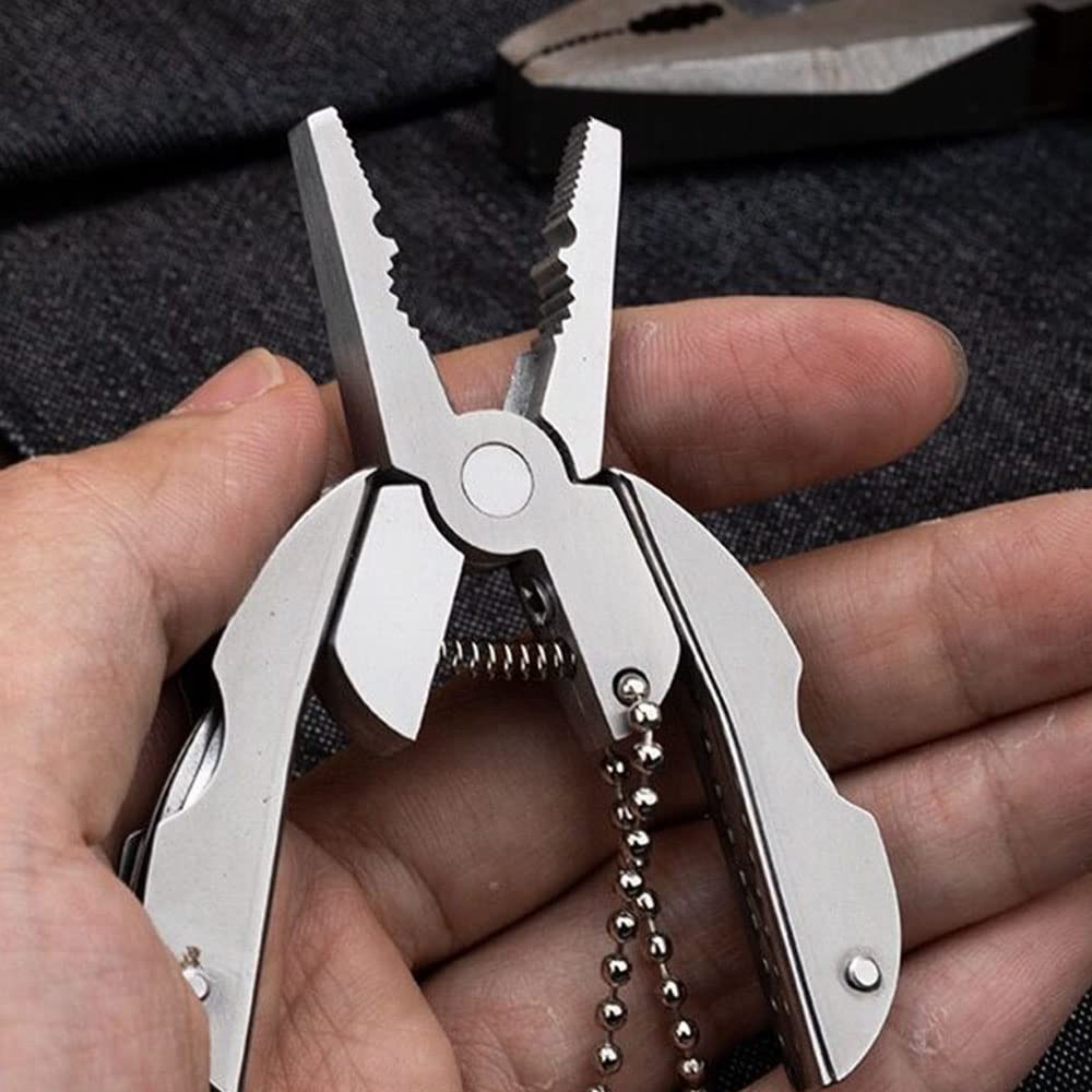 7-in-1 Micro Pocket Stainless Steel Foldable Multitool with Silver