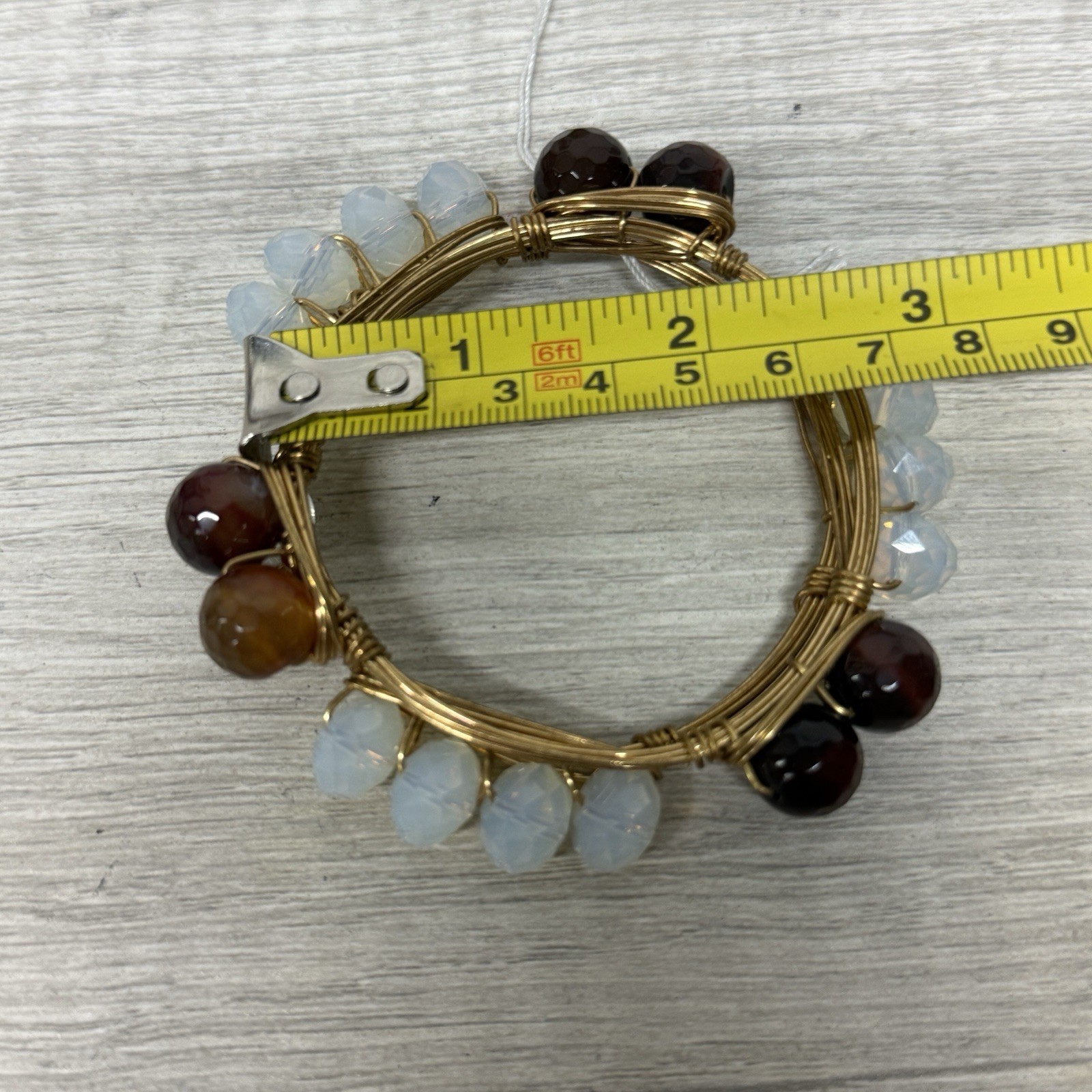 Curated Earthy Boho Bracelet Stack Wire Wrapped Agate Opalescent Artisan