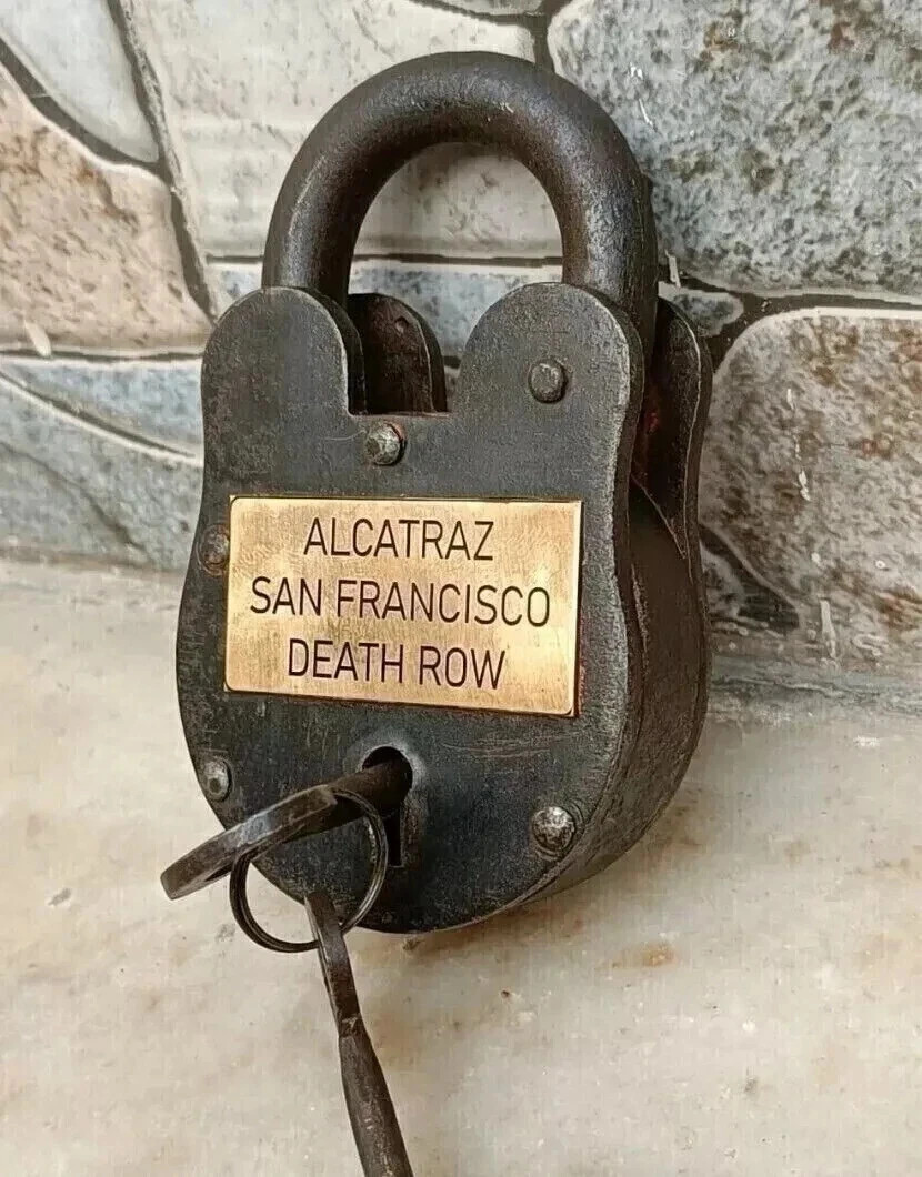 Alcatraz Padlock 5'' Cast Iron Functional Lock & 2 Key Antique Style Lock
