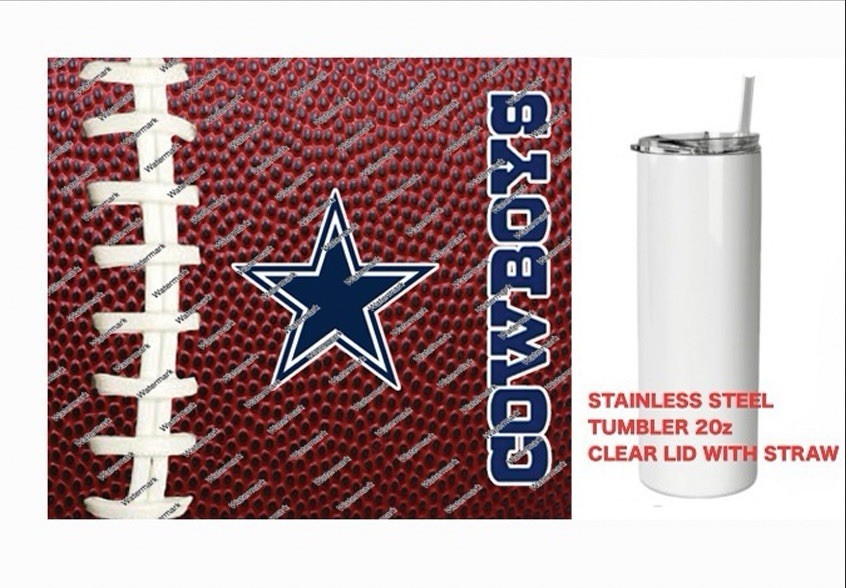 COWBOYS  - Pig skin Football - Tumbler 20 oz Stainless Steel