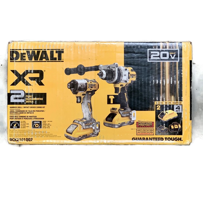 DEWALT DCK2101QQ2 20V MAX XR Cordless 2-Tool Hammer Drill/Impact Combo Kit
