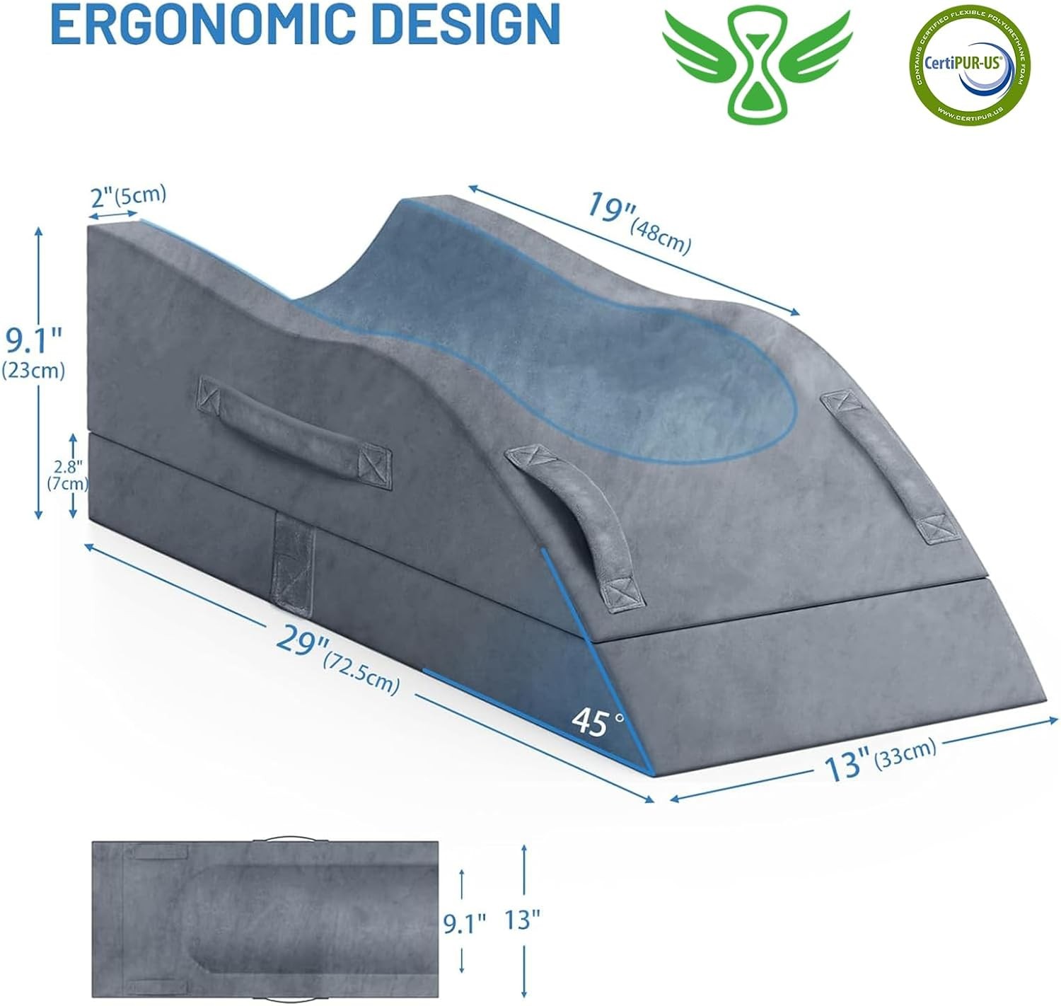 Leg Elevation Pillows, Wedge Pillow for After Surgery, Memory Foam Leg Support A