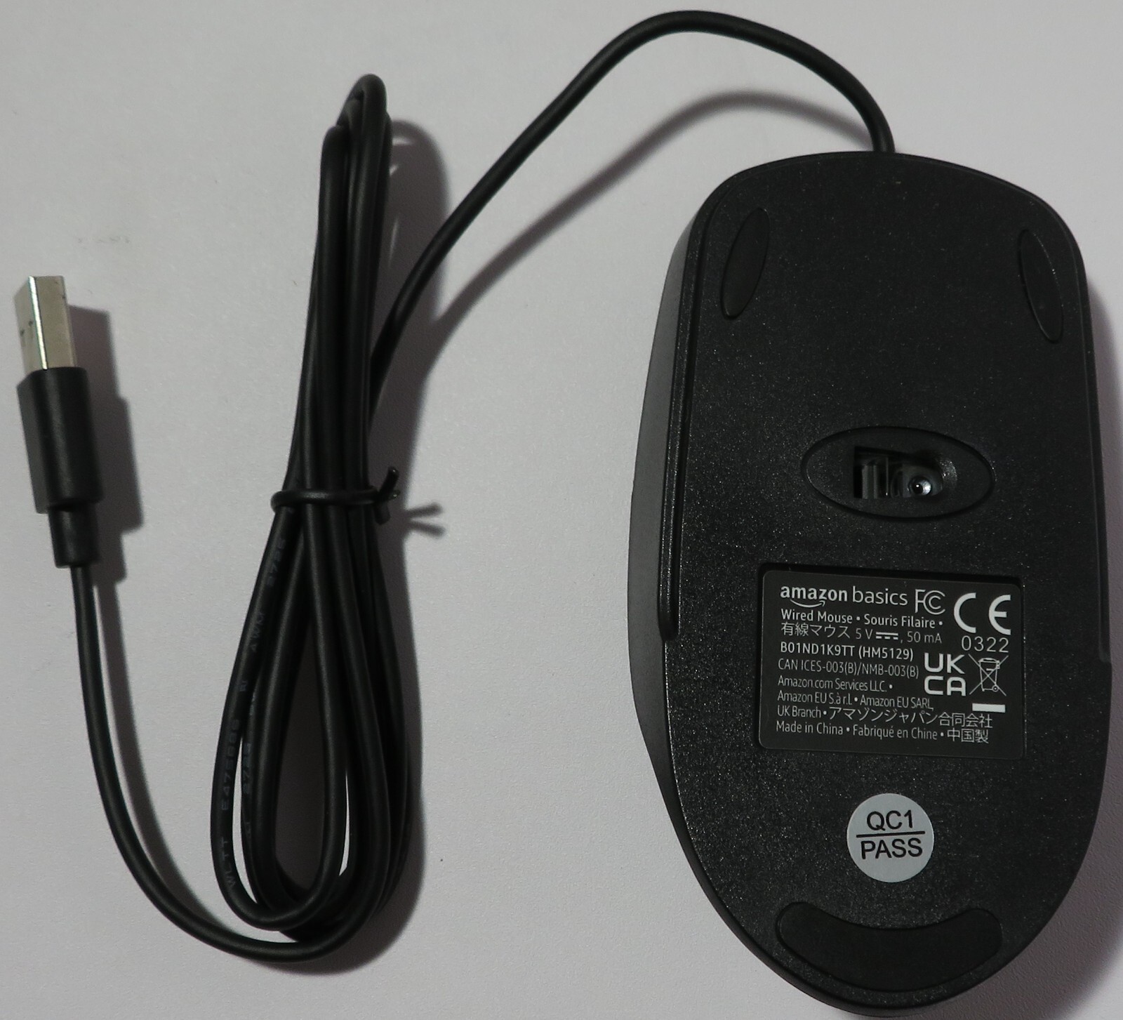 NEW In BoxAmazon Basics 3-Button Wired USB Computer Mouse, Single Black