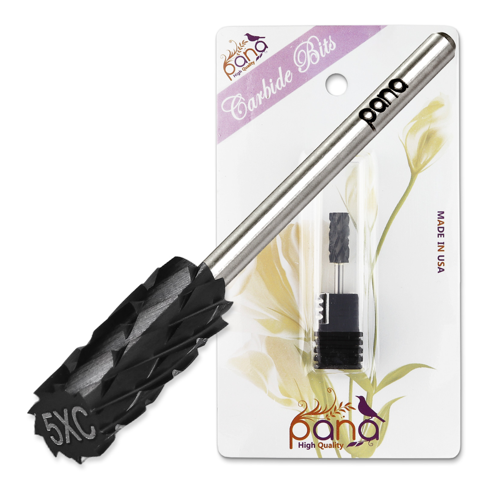 PANA 3/32" Shank Size - DLC Black Flat Top Small Barrel Carbide Bit -  5X Coarse