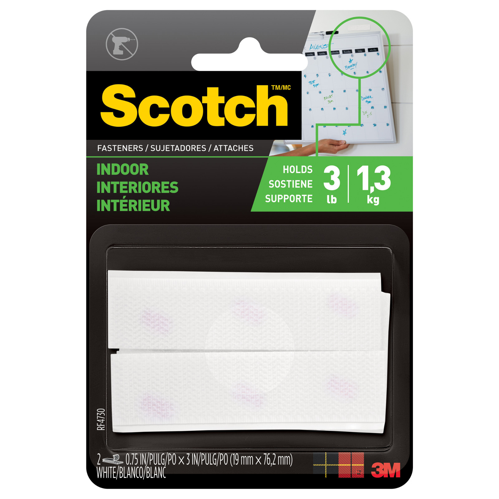 Scotch Indoor Fastener Strips: 3/4 in. x 3 in. (White) / 2 strip sets