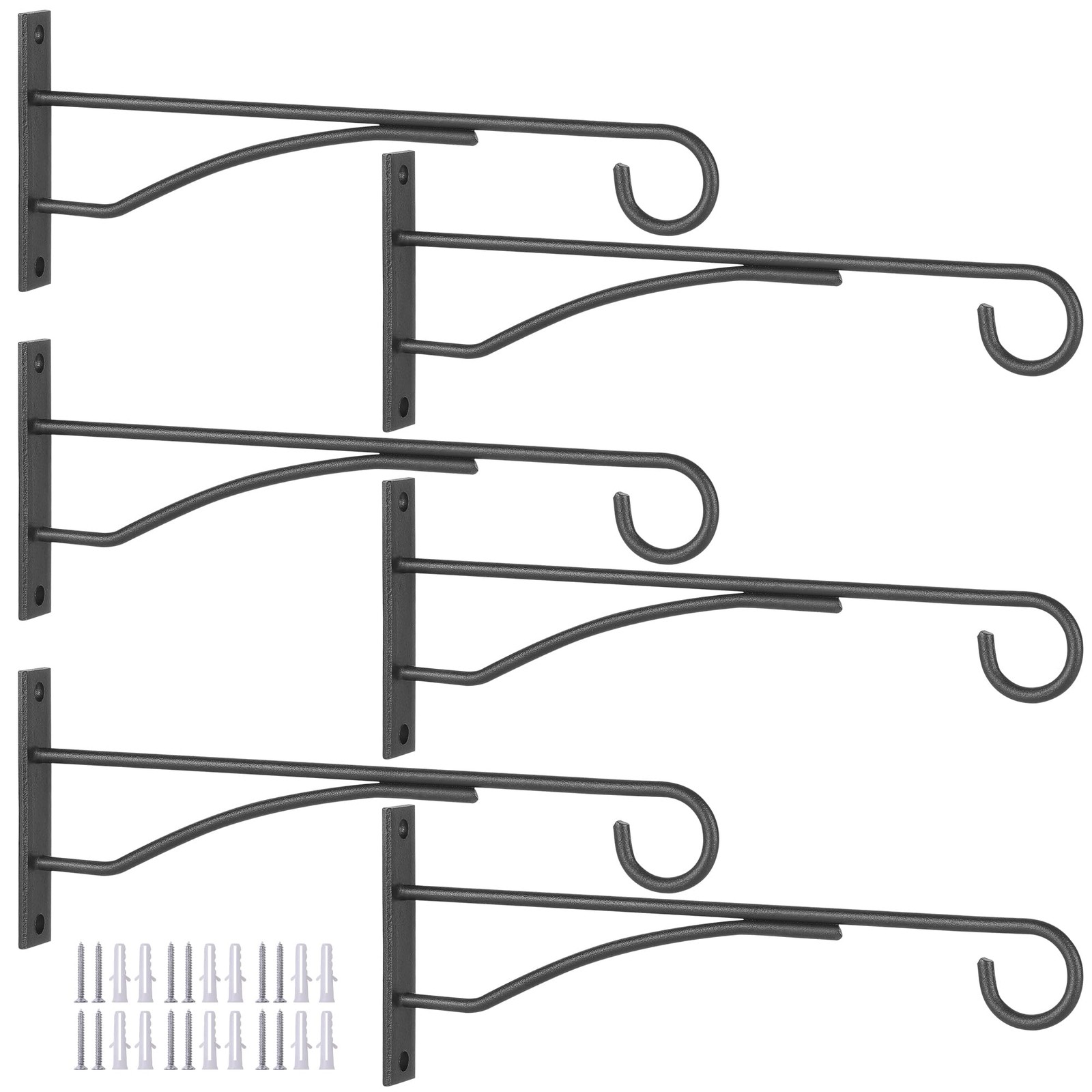 Eyrosa 8" Plant Hangers 6 Pack, Hanging Bracket for Wall Fence Black