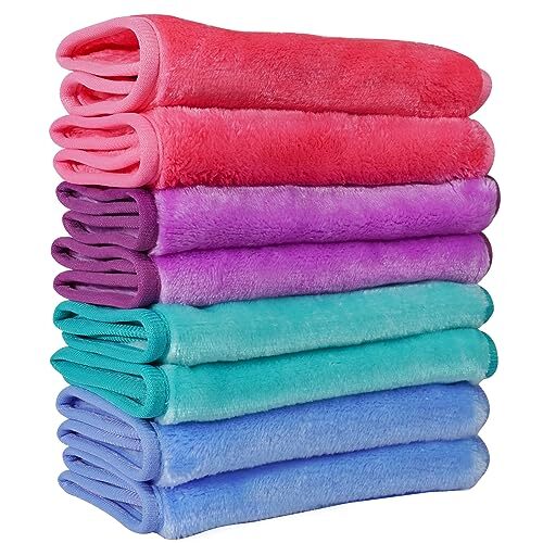 Makeup Remover Cloths, 8 Packs 1 Count (Pack of 8) Pink/Blue/Green/Purple